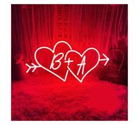 LEMST Decoración Lámparas Letrero De Neón LED Con Doble Corazón Iniciales Personalizadas