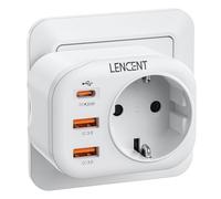 LENCENT Ladrón Enchufe USB C 4000W, Cargador Pared con Salida CA (250V/16A)