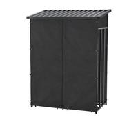 casa.pro Leñera de Exterior Yakutat Cobertizo para Madera Soporte para Leña con Techo Inclinado y Cubierta Acero 185 x 130 x 70 cm Negro