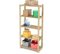 Lenmar Serie B Estantería de madera de pino, madera de pino beige claro, B-22, 170 x 70 x 40 cm, 5 estantes, estantería de madera, estantería de pie, estantería de pared, estantería de 5 estantes,