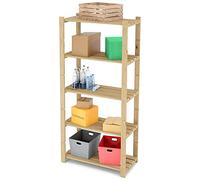 Lenmar Serie B Estantería de madera de pino, madera de pino beige claro, B-28, 170 x 90 x 40 cm, 5 estantes, estantería de madera, estantería de pared, estantería de 5 estantes, estantería de oficina,