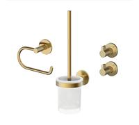 Conjunto de escobillero y portarrollos Juna (4 pzs., Dorado)