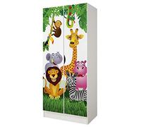 leomark Armario Infantil Roma Blanco de Madera MDF con 2 Puertas Animales