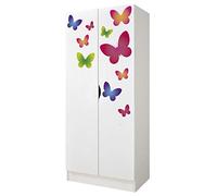 leomark Armario Infantil Roma Blanco de Madera MDF con 2 Puertas Mariposas