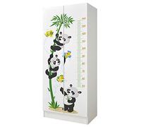 leomark Armario Infantil Roma Blanco de Madera MDF con 2 Puertas Pandas