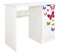 leomark Escritorio Roma de Madera con Compartimiento para Niños Mariposas | ROMA /Dim: 90/50/77, Mesa de madera de Trabajo o Estudio, 77 (Alto) cm, Ancho: 50 cm, Peso: 29,5 kg, alegrarse de esto mueble