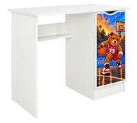 leomark Escritorio Roma para Niños con Armario, Tablero 18 mm, Blanco | 2 estantes interiores, superficie 90 x 50 cm, espacio inferior 51 x 75 cm, apertura integrada, para estudio y ordenador