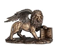 León de San Marcos León alado Holding abierto Biblia acabado en bronce Estatua 10 Inch