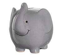 Leonardo Bambini 039193 - Hucha de cerámica con Llave, 11,5 cm, diseño de Elefante, Color Gris