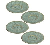 Leonardo Matera 018604 - Juego de 4 platos de cerámica aptos para lavavajillas, 4 platillos de cerámica, diámetro de 11 cm, color verde