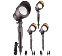 LEONLITE Foco LED de bajo voltaje, 12 V CA/CC, luces de jardín para exteriores, listado ETL, aluminio fundido a presión, CRI90+ para iluminación de jardín de Bush Yard, acabado de bronce, 3000 K