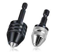 LEONTOOL 2 adaptadores de portabrocas de 1/4 pulgadas con vástago hexagonal sin llave para destornillador de impacto, 0.3-3.6 mm, adaptador de cambio rápido de 0.6-8 mm, adaptador de taladro de