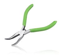 LEONTOOL Alicates de nariz doblada para hacer joyas, alicates de nariz de cadena doblada de 5 pulgadas, mandíbulas dentadas, suministros de fabricación de joyas, mini alicates para agarrar componentes