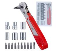 LEONTOOL Juego de 17 destornilladores de trinquete de ángulo recto, destornillador de desplazamiento de 90 grados para espacios reducidos, juego de mini trinquete reversible de 36 dientes con puntas y