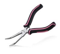 LEONTOOL Mini alicates de punta curvada, mandíbulas lisas, pinzas de punta curvada, pinzas de nariz larga, alicates para joyas, herramienta rosa para la fabricación de joyas, envoltura de alambre y
