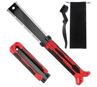 LEONTOOL Sierra de tracción japonesa plegable de 8 pulgadas, sierra de mano de doble filo con hoja SK5 (13/14 TPI), sierras de camping de bolsillo con bolsa portátil y cepillo, sierras de podar de