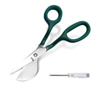LEONTOOL - Tijeras de punta de pato zurda con destornillador, tijeras aplicadas con pico de pato para pelo de alfombra de 7 pulgadas, mango curvado escalonado para bordado, tela, costura, artes