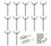 LEONTOOL - Tornillo de mariposa (12 unidades, M6 x 35 mm, acero inoxidable, 304)