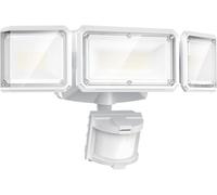 LEPOWER Luz de inundación LED alimentada por pilas para exteriores, luces de seguridad con sensor de movimiento de 1500 lm, IP65 impermeable, luz de inundación inalámbrica que funciona con pilas, luz