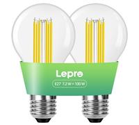 Lepro Bombilla LED E27 Luz Blanco Cálido 2700 K, 2Pcs | Lámpara LED de 7.2 W, 1521 LM, Reemplaza Bombilla LED Convencional de 100 W, Ahorro de energía de haz de 300°, Casquillo E27