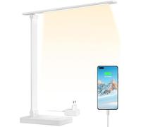 Lepro Lámpara Escritorio LED 655 LM USB Regulable Blanco | 3 Modo de Color, 5 Nivel de Brillo, Control Táctil, Puerto Carga USB, Cuidado de Ojos para Cama, Oficina, Estudiar