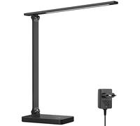 Lepro Lámpara Escritorio LED 750 LM Regulable Negro | 5 Modo de Color, 5 Nivel de Brillo, Control Táctil, con Adaptador, Cuidado de Ojos para Cama, Oficina, Leer, Estudiar