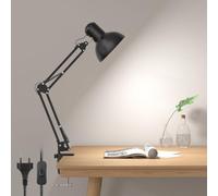 Lepro Lámpara Escritorio Pinza E27 Industrial Negro