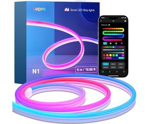 Lepro N1 AI Neon Tira LED 6M, Sync de Música y Control de Voz | IP65 Luces de Cuerda MagicColor para DIY Dormitorio Fiesta, Diseñador de Iluminación AI Personalizado