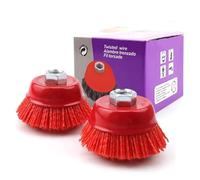 LERANXIN Cepillo Taladro 2 Piezas Cepillo de Nylon, Rosca M14 Cepillos de Copa de Nylon Diámetro 65 mm Cepillos Amolador para Desbarbar, Eliminar Óxido y Pintura