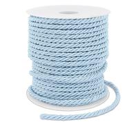 LEREATI Cuerda trenzada azul de 3 mmx25 m, cuerda de poliéster de 3 capas suave para manualidades, cordón de satén decorativo, bolsas de regalo, decoración del hogar