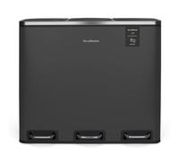 Papelera reciclaje pedal 3 compartimentos 3x18l 54l les collectors n°990 , acero inoxidable, cubos extraíbles, cierre silencioso, gris antracita