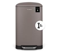 Les Collectors - Cubo de cocina a pedal Nº883, Acero inoxidable, Capacidad 40L, Compatible con bolsas de 50L, Compacto y práctico, Cierre silencioso, Cubo interior extraíble, Acabado mate, Gris topo