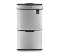 Les Collectors Papelera de Reciclaje N°1010, 64 L (41+11+11) 3 compartimentos, Acero Inoxidable, Cierre Automatico Silencioso, Cesta Organicos de 4L
