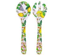 Les Jardins de la Comtesse - Cubiertos para ensalada de melamina - Capri - 33 cm - Limones amarillos - Vajilla cuasi-irrompible MelARTmine