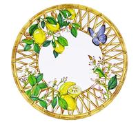 Les Jardins de la Comtesse - Plato plano grande de melamina - Capri - Ø 28 cm - Limones amarillos - Vajilla cuasi-irrompible MelARTmine