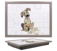 Lesser & Pavey Bug Art Murphy Mutt - Bandeja de Regazo con Bolsa de Frijoles para Servir Platos, Bonitas bandejas de Regazo para Comer en el Regazo para la Cena o el Desayuno, bandejas de Comida de