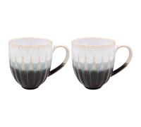 LESSER & PAVEY - Juego de 2 tazas de esmalte reactivo, tazas de té y café para bebidas calientes, tazas impresas de porcelana fina para cocina y hogar, tazas de cerámica reutilizables para cada