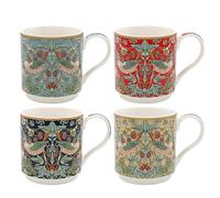 Lesser & Pavey - Juego de 4 tazas apilables de diseño británico para todas las cocinas, tazas apilables para cocinas modernas con bonitos diseños (S Berry Thief Stacking S4)