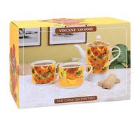 Lesser & Pavey - Juego de té para dos personas, diseño de jardín de Vincent Van Gogh con girasoles y Claude Monet, diseño floral de cerámica, ideal como regalo