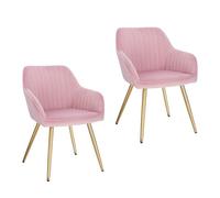 Lestarain 2X Sillas de Comedor Dining Chairs Sillas Tapizadas Paquete de 2 Sillas Cocina Nórdicas Terciopelo Sillas Bar Metal Silla de Oficina Rosa