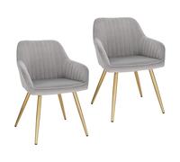 Lestarain Juego de 2 Sillas de Comedor Dining Chairs Sillas Tapizadas Sillas Cocina Nórdicas Terciopelo Sillas Bar Metal Silla de Oficina Gris Claro