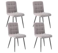 Lestarain Juego de 4 Sillas de Comedor,Terciopelo,Gris Claro