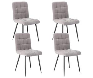 Lestarain Juego de 4 Sillas de Comedor,Terciopelo,Gris Claro | Nordicas,con Respaldo,Patas Metálicas, para Comedor Cocina y Restaurante