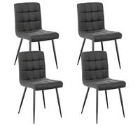 Lestarain Juego de 4 Sillas de Comedor,Terciopelo,Gris Oscuro | Nordicas,con Respaldo,Patas Metálicas, para Comedor Cocina y Restaurante