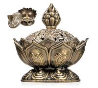 LetCart Soporte Incienso, Soporte para Cono de Incienso, Quemador de Incienso de Loto, Soporte para Incienso para Oficina, Yoga, Meditación, SPA, Aromaterapia(Bronce)