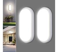 Letlit Luz LED con Sensor de Movimiento, Plafon con Sensor Crepuscular 18W 1800LM, 4000K Aplique Pared Interior, IP54 Lampara Techo Baño para Exterior Escaleras Pasillo Garage Sotano Balcon, 2 Pack