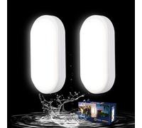Letlit Plafon LED Ovalada 2 Pack, 12W 1200LM Aplique Pared Interior, 4000K Lampara Techo Baño, IP54 Lampara Exterior Pared, Luz Techo Blanco para Escaleras Pasillo Aseo Garage Cocina Sotano Balcon