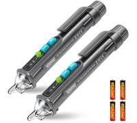 Letonney - Probador de voltaje sin contacto, probador de circuito de doble intervalo de voltaje, CA 12V-1000V / 48V-1000V Probador de cable en vivo / vacío con alarma y linterna (gris)