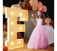 Letra de luz de marquesina iluminada con luz cálida, gran letrero de luces LED alfabéticas con control remoto, decoración romántica de letras para boda, San Valentín, cumpleaños, 100 cm - 3.3 pies, F