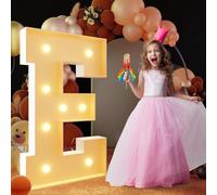 Letra de luz de marquesina iluminada con luz cálida, gran letrero de luces LED alfabéticas, control remoto, letra romántica para decoración de boda, San Valentín, cumpleaños, 70cm-1.6m, E